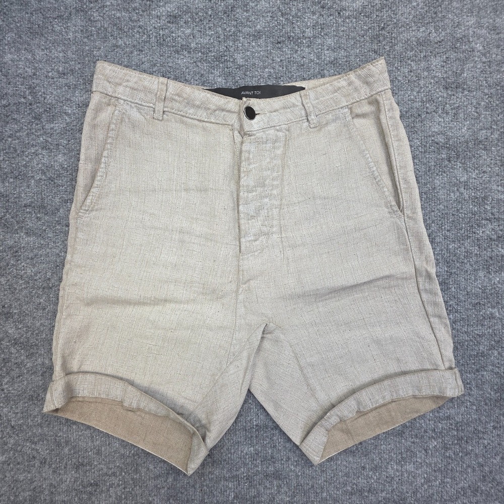 Avant Toi Linen Shorts Women's 40 (US 4 / Small) Beige 7" Inseam Button Fly